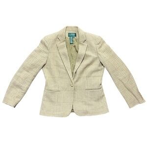 Old‎ Money Lauren Ralph Lauren Women's Plaid Blazer Jacket Size 10 Cotton Blend